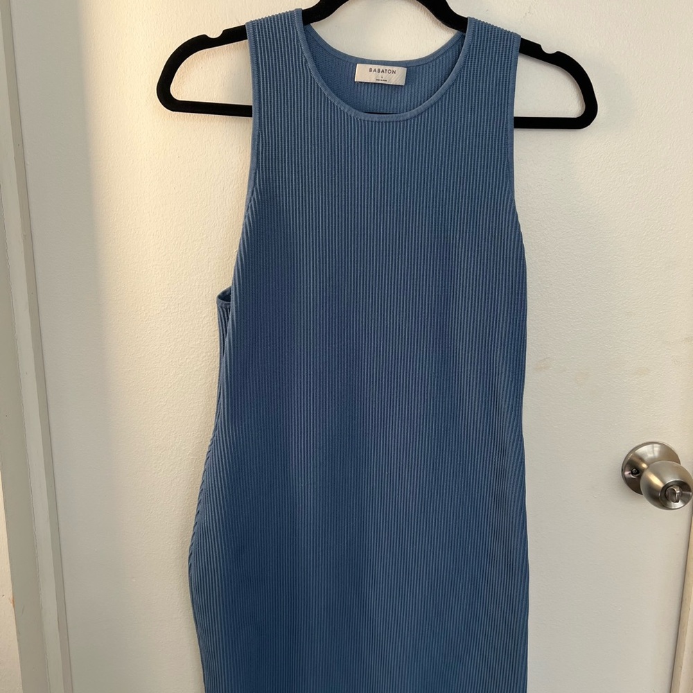 Aritzia Blue Ribbed Sleeveless Dress